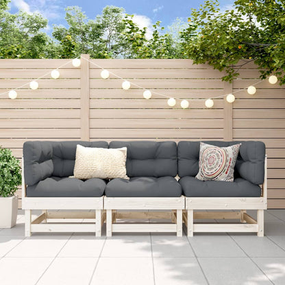 vidaXL Ensemble de jardin 3 pcs Blanc Bois de pin massif