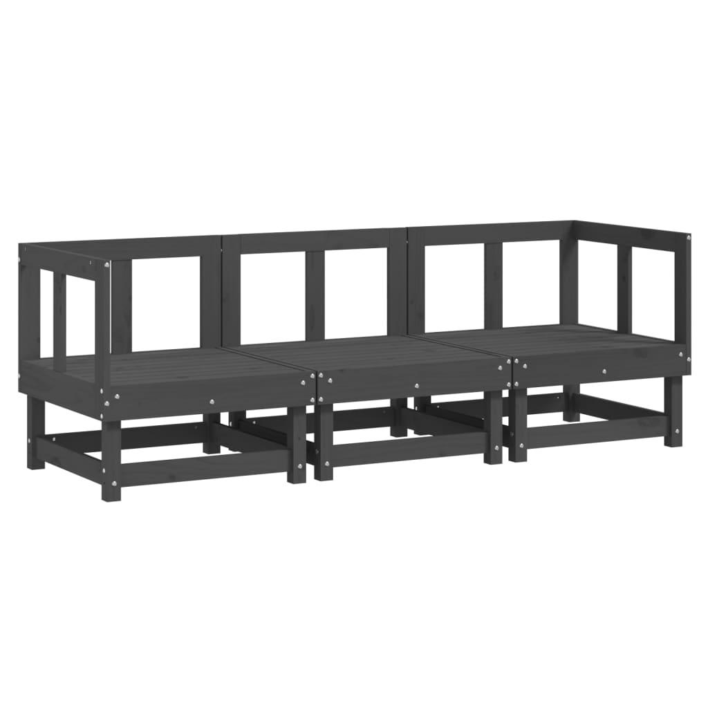 vidaXL Salon de jardin 3 pcs Gris Bois de pin massif