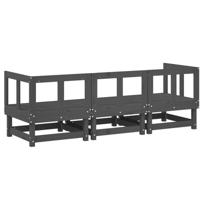vidaXL Salon de jardin 3 pcs Gris Bois de pin massif