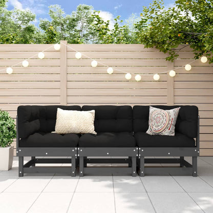 vidaXL Salon de jardin 3 pcs Gris Bois de pin massif
