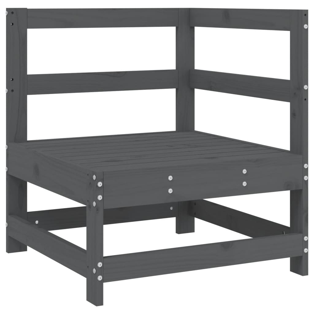 vidaXL Canapé d'angle de jardin gris en pin massif