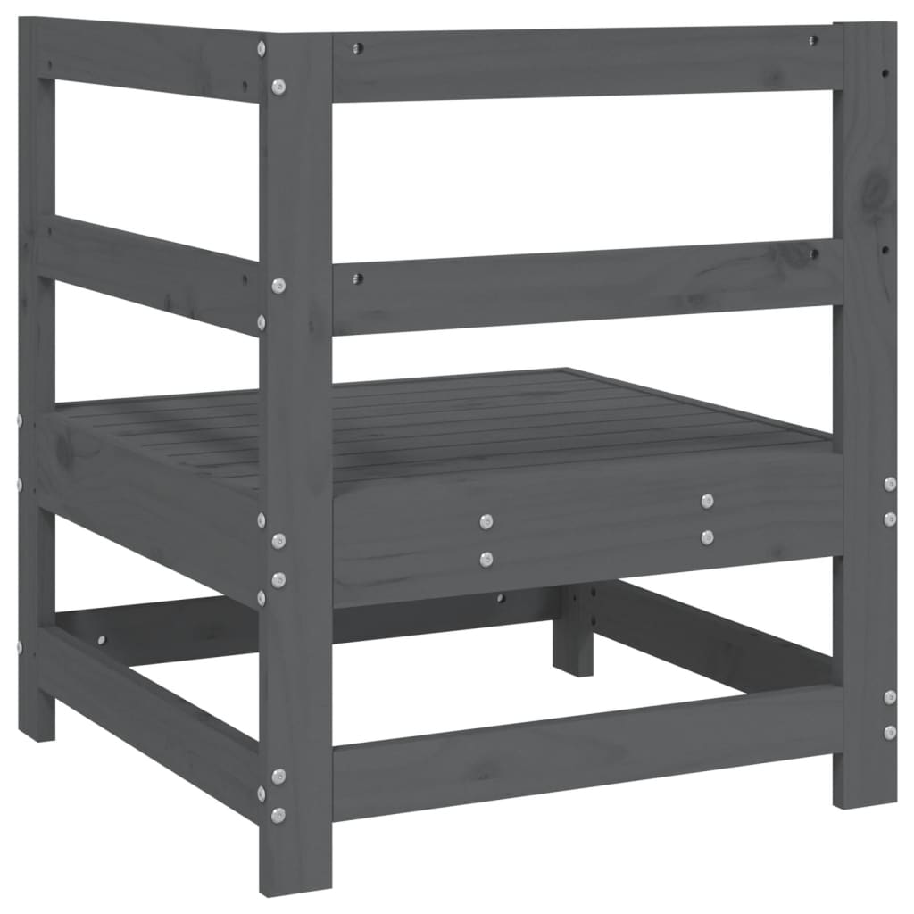 vidaXL Canapé d'angle de jardin gris en pin massif