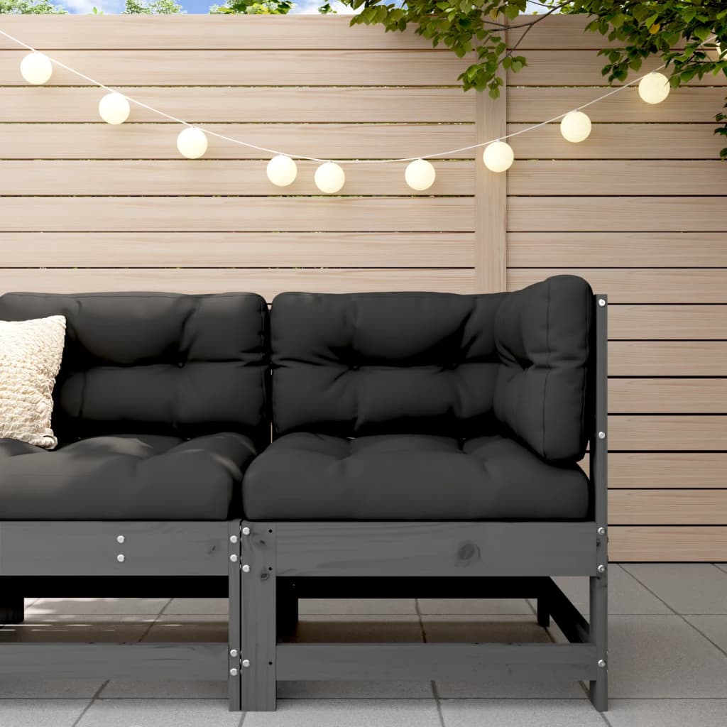 vidaXL Canapé d'angle de jardin gris en pin massif