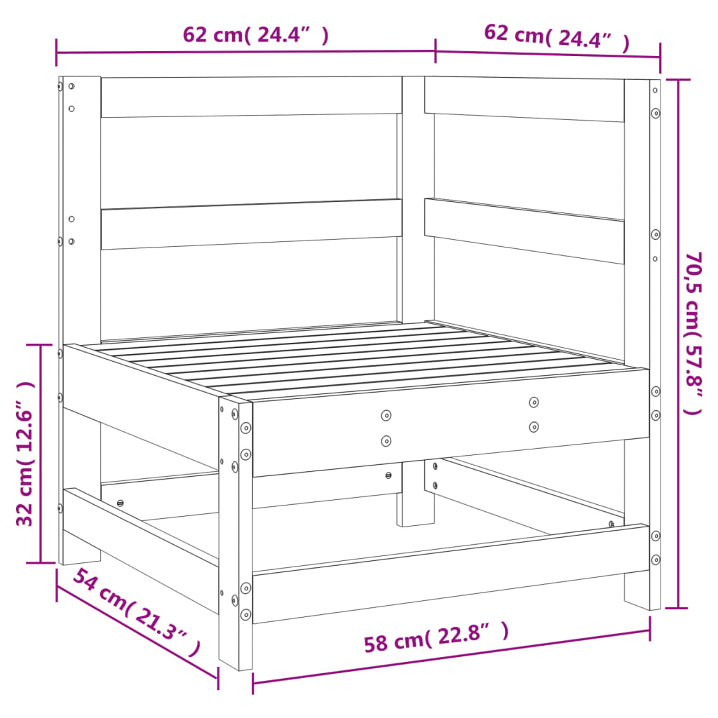 vidaXL Canapé d'angle de jardin en bois de pin imprégné