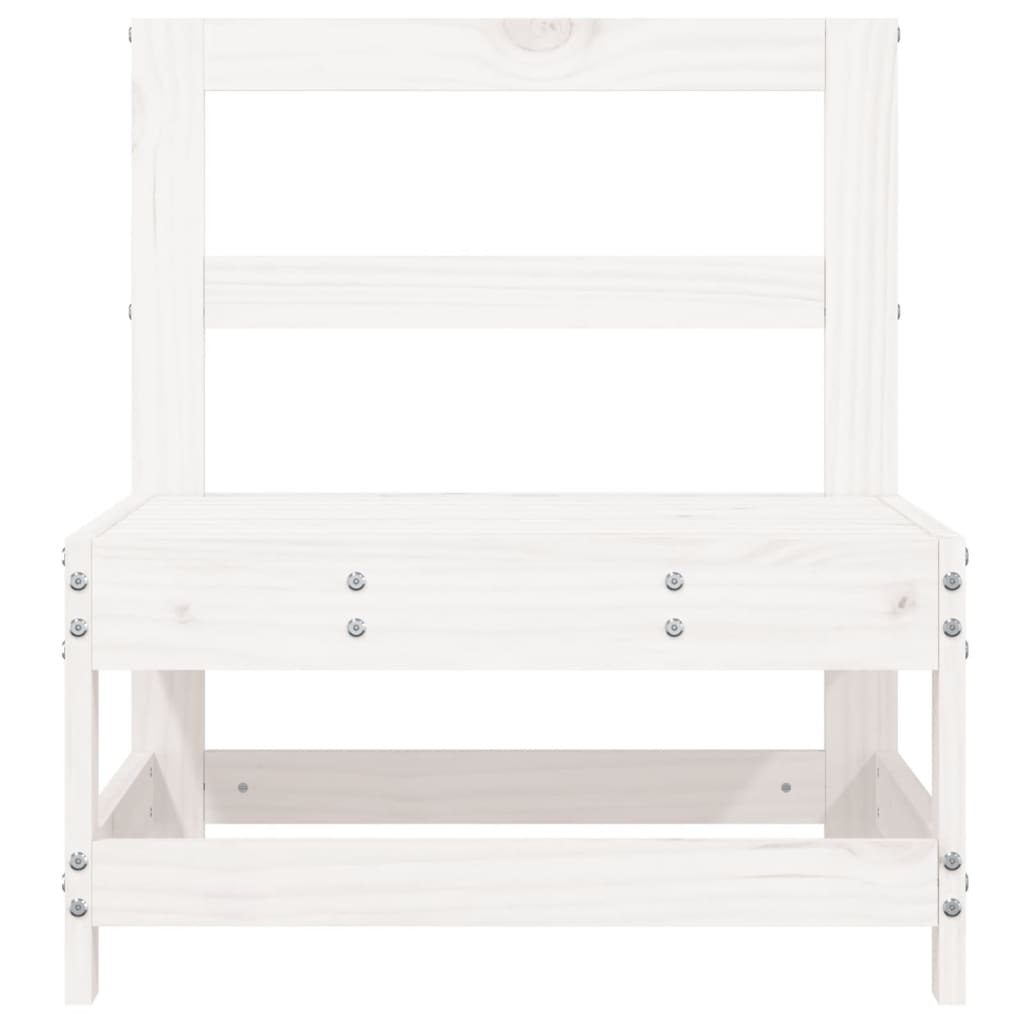 vidaXL Canapé central de jardin blanc Bois de pin massif