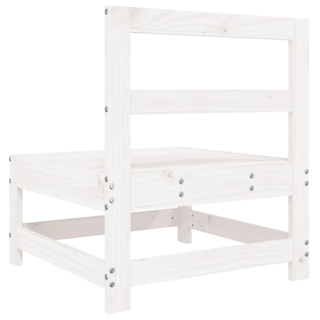 vidaXL Canapé central de jardin blanc Bois de pin massif
