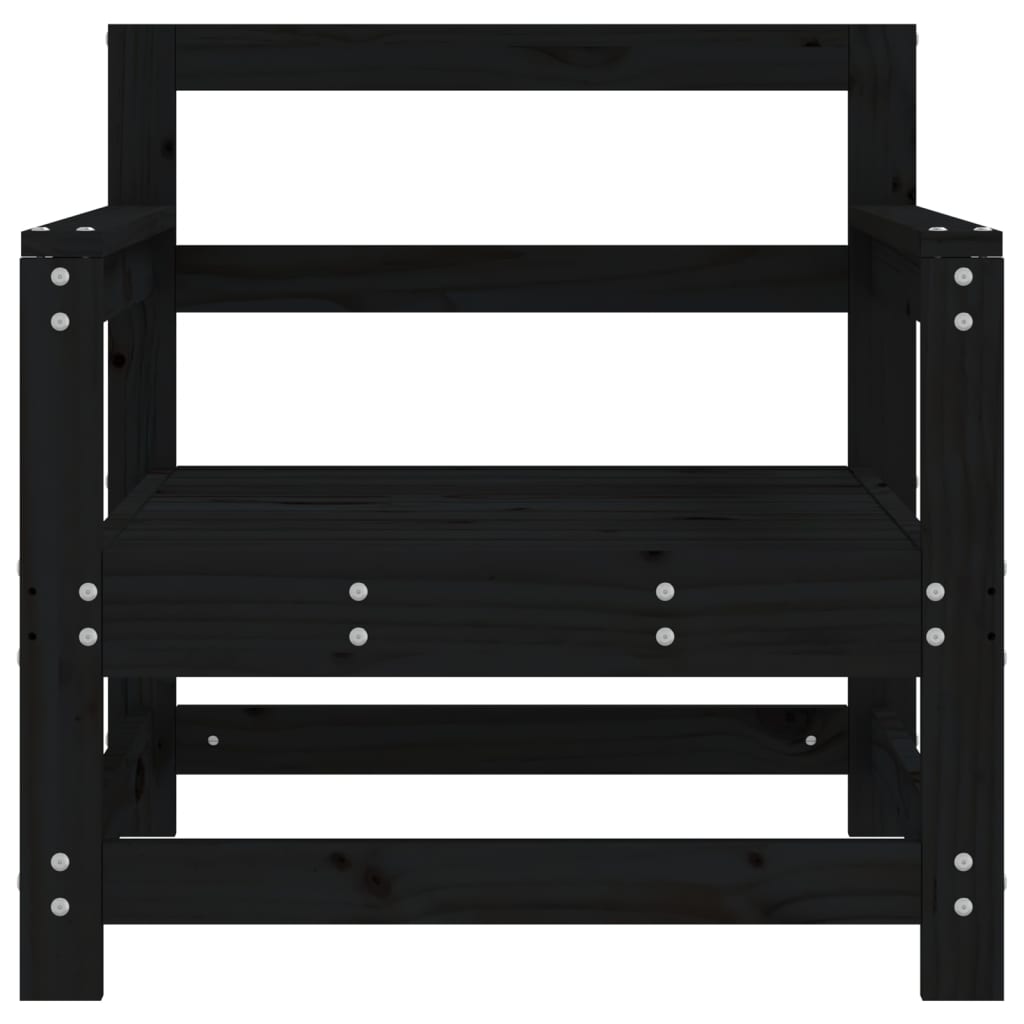 vidaXL Chaises de jardin 2 pcs Noir Bois de pin massif