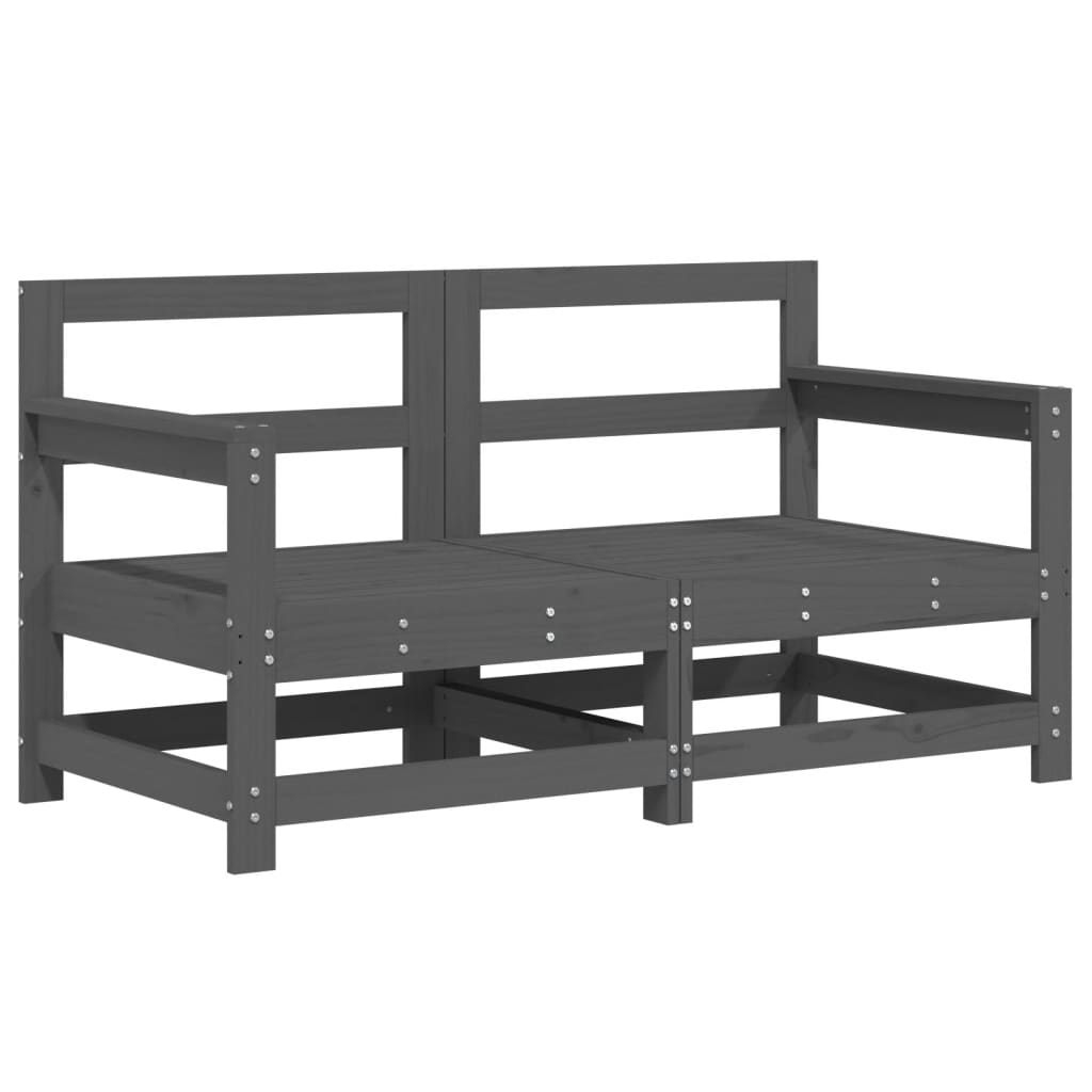 vidaXL Canapés d'angle de jardin 2 pcs Gris Bois de pin massif