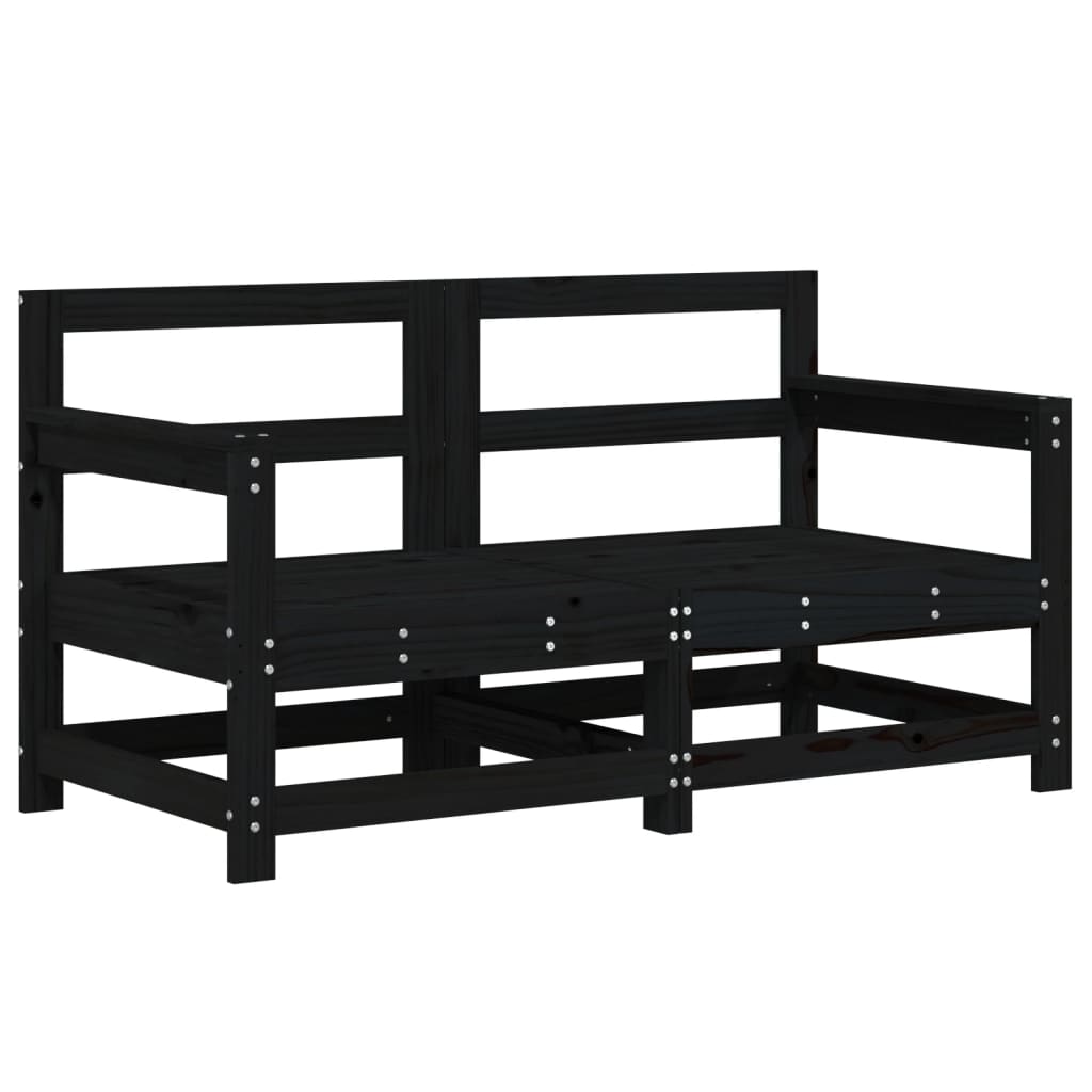 vidaXL Canapés d'angle de jardin 2 pcs Noir Bois de pin massif