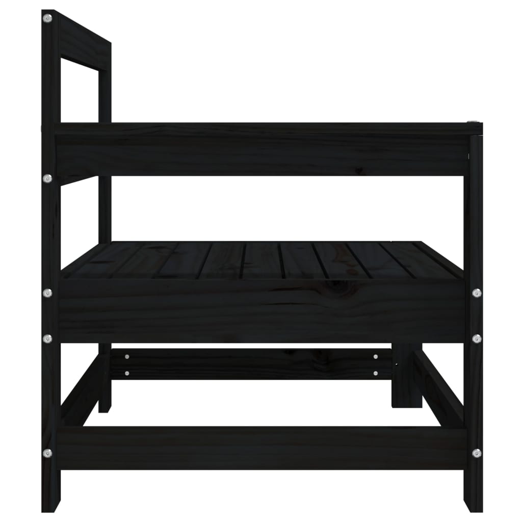 vidaXL Canapés d'angle de jardin 2 pcs Noir Bois de pin massif