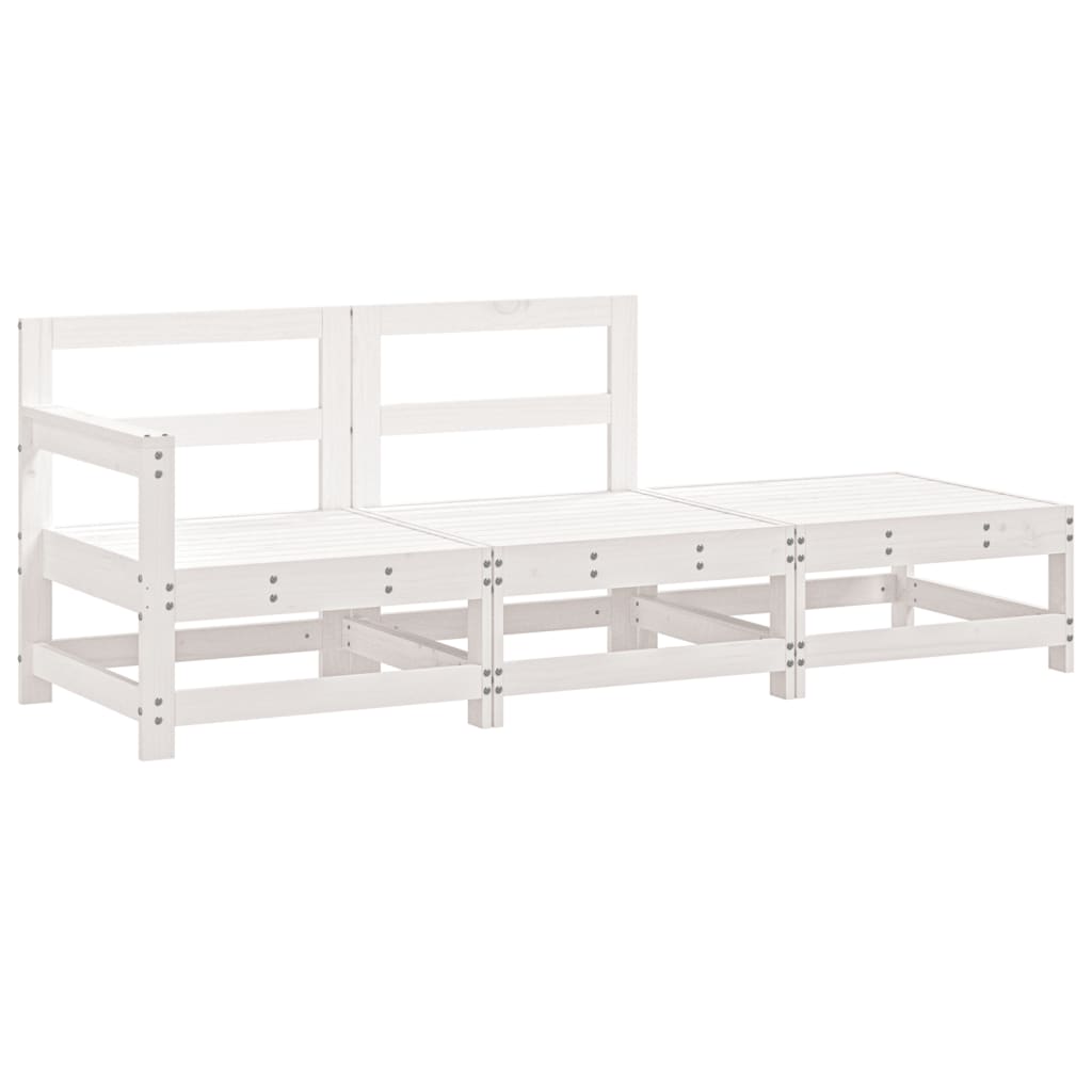 vidaXL Ensemble de jardin 3 pcs Blanc Bois de pin massif