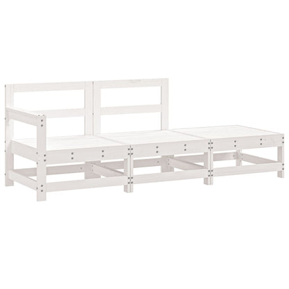 vidaXL Ensemble de jardin 3 pcs Blanc Bois de pin massif