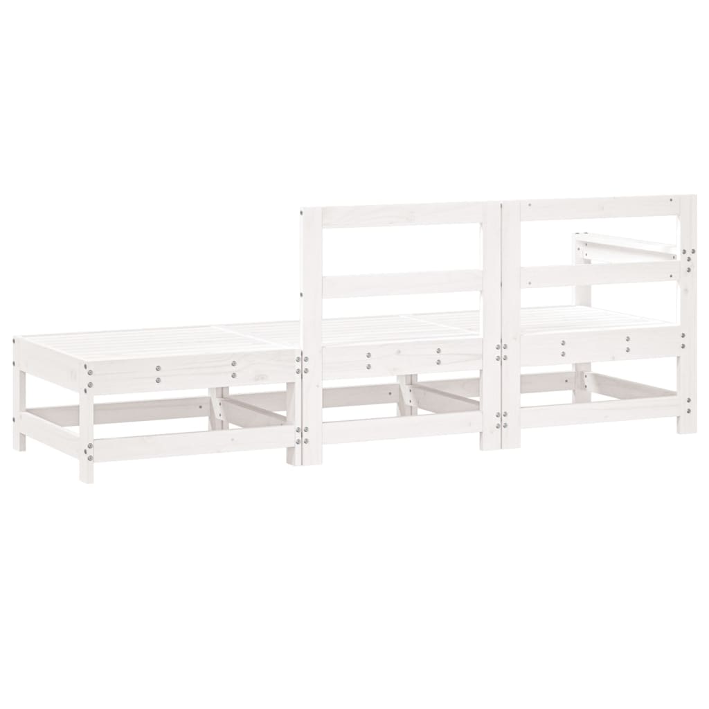 vidaXL Ensemble de jardin 3 pcs Blanc Bois de pin massif
