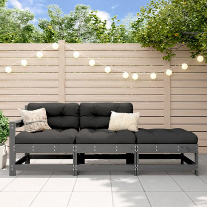 vidaXL Salon de jardin 3 pcs Gris Bois de pin massif