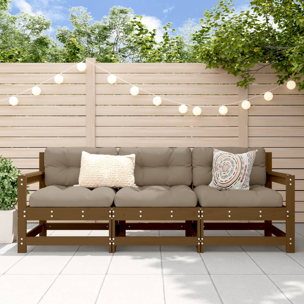vidaXL Salon de jardin 3 pcs Marron miel Bois de pin massif