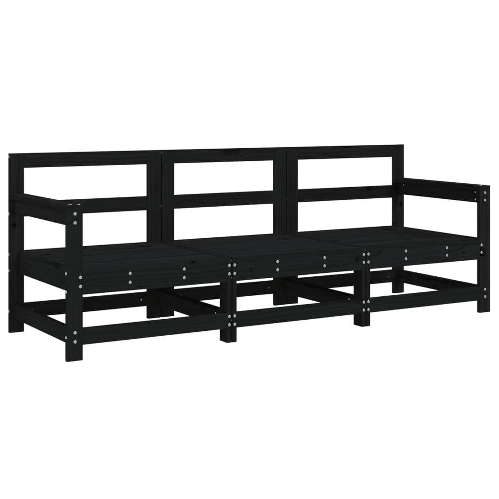 vidaXL Ensemble de mobilier de jardin 3 pcs Noir Bois de pin massif
