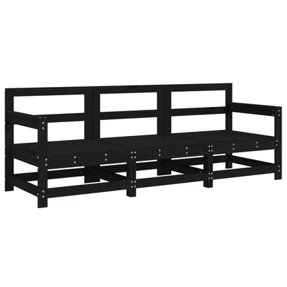 vidaXL Ensemble de mobilier de jardin 3 pcs Noir Bois de pin massif