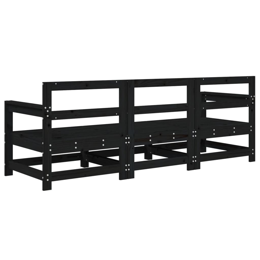 vidaXL Ensemble de mobilier de jardin 3 pcs Noir Bois de pin massif
