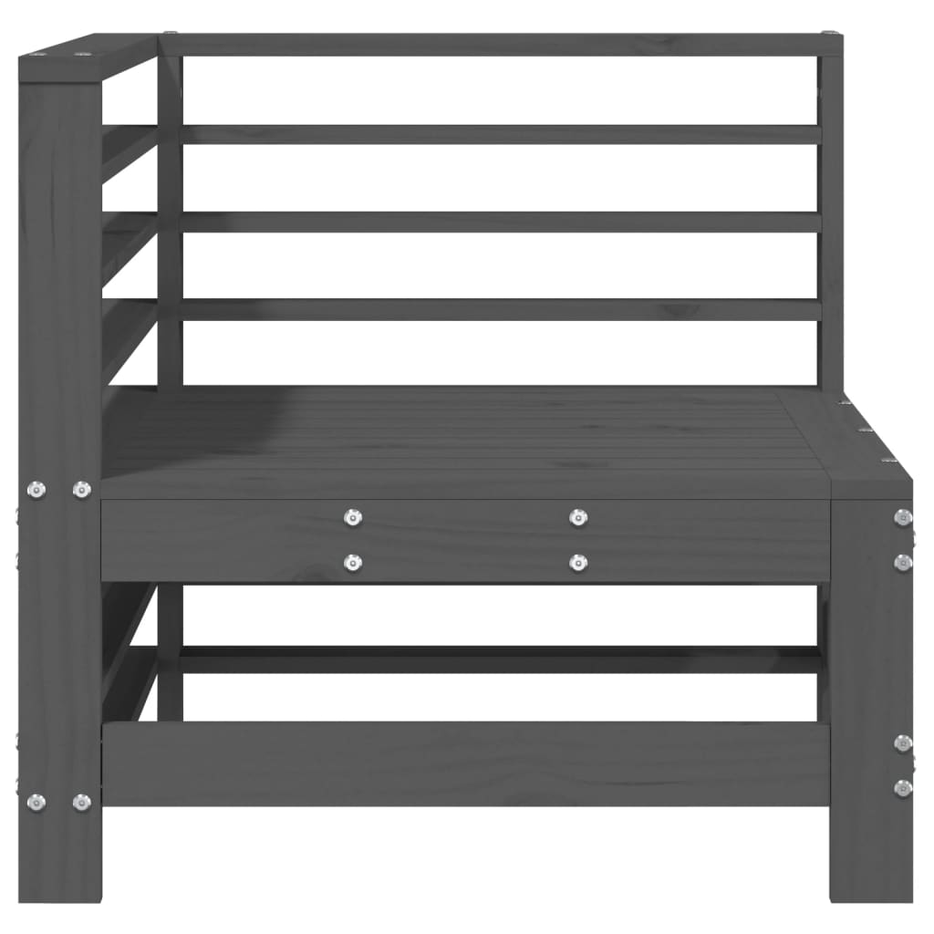 vidaXL Canapé d'angle de jardin gris en pin massif
