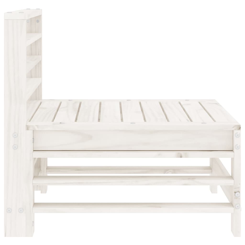 vidaXL Canapé central de jardin blanc Bois de pin massif