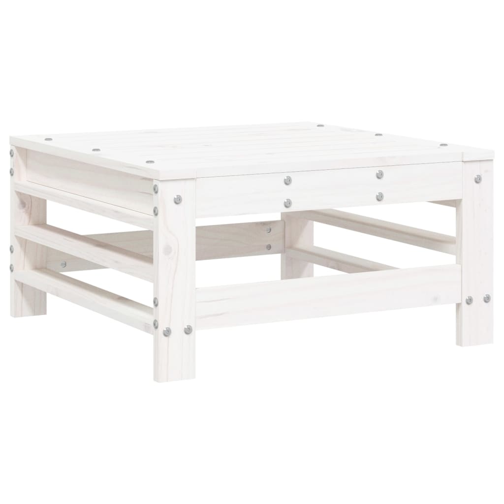 vidaXL Tabouret de jardin blanc en pin massif