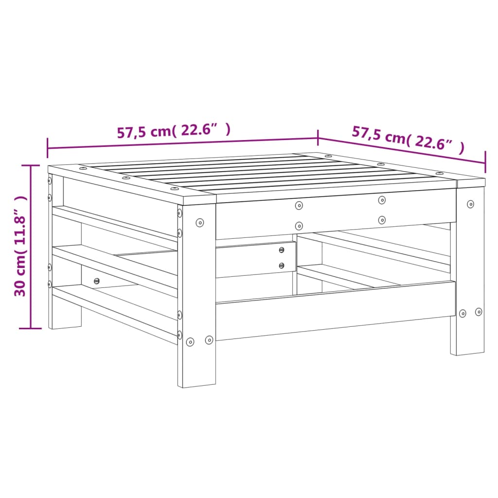 vidaXL Tabouret de jardin blanc en pin massif
