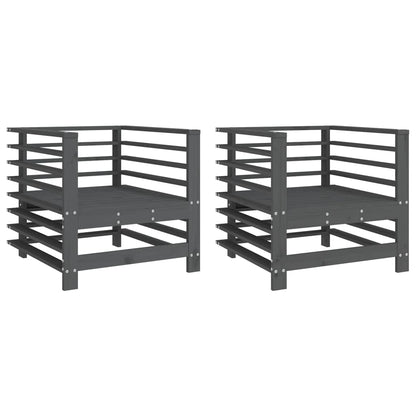 vidaXL Gartenstühle 2 Stk. Grau Massivholz Kiefer