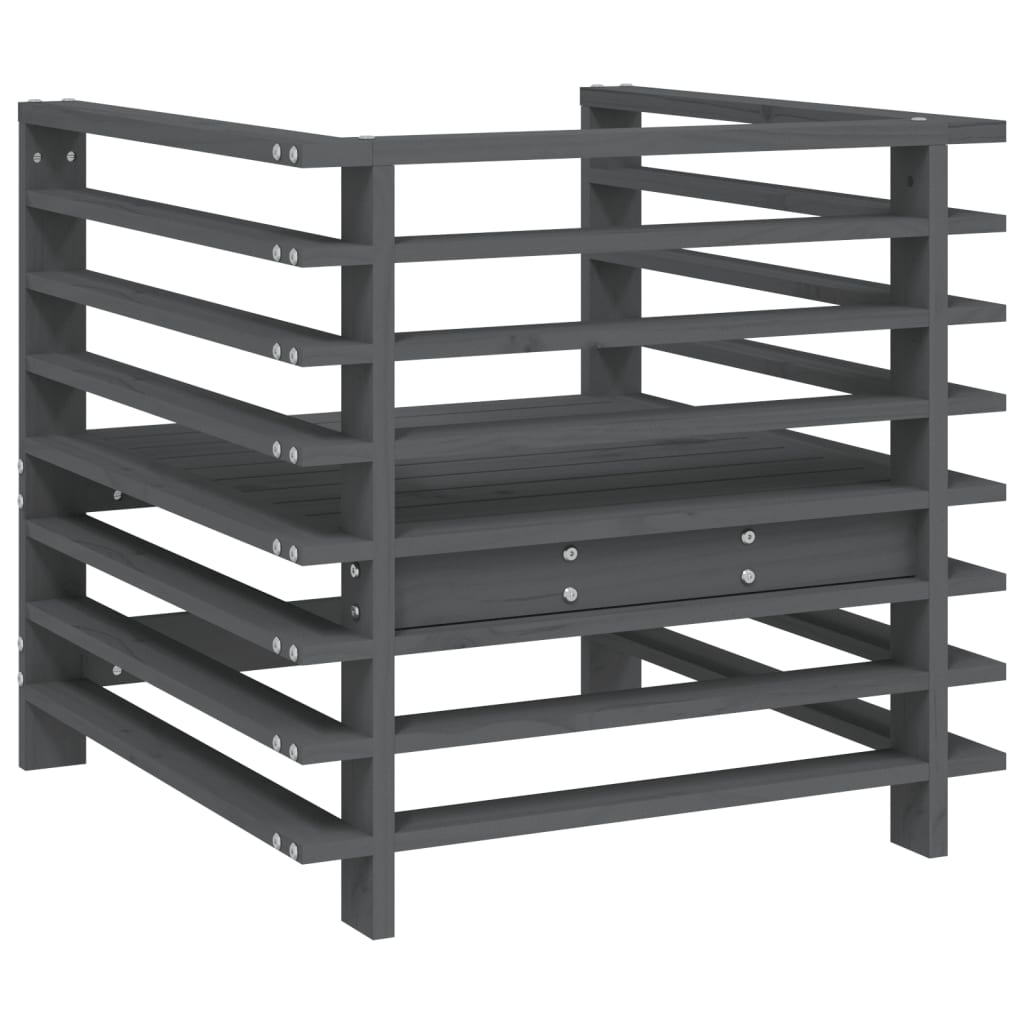vidaXL Gartenstühle 2 Stk. Grau Massivholz Kiefer