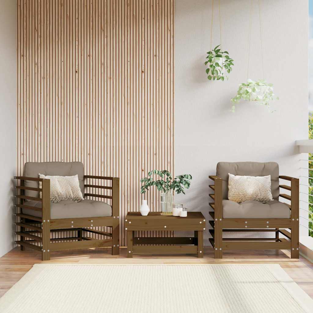 vidaXL Gartenstühle 2 Stk. Honigbraun Massivholz Kiefer