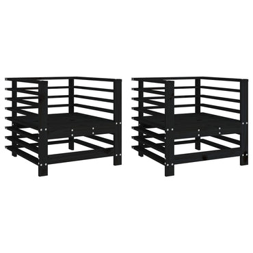 vidaXL Chaises de jardin 2 pcs Noir Bois de pin massif