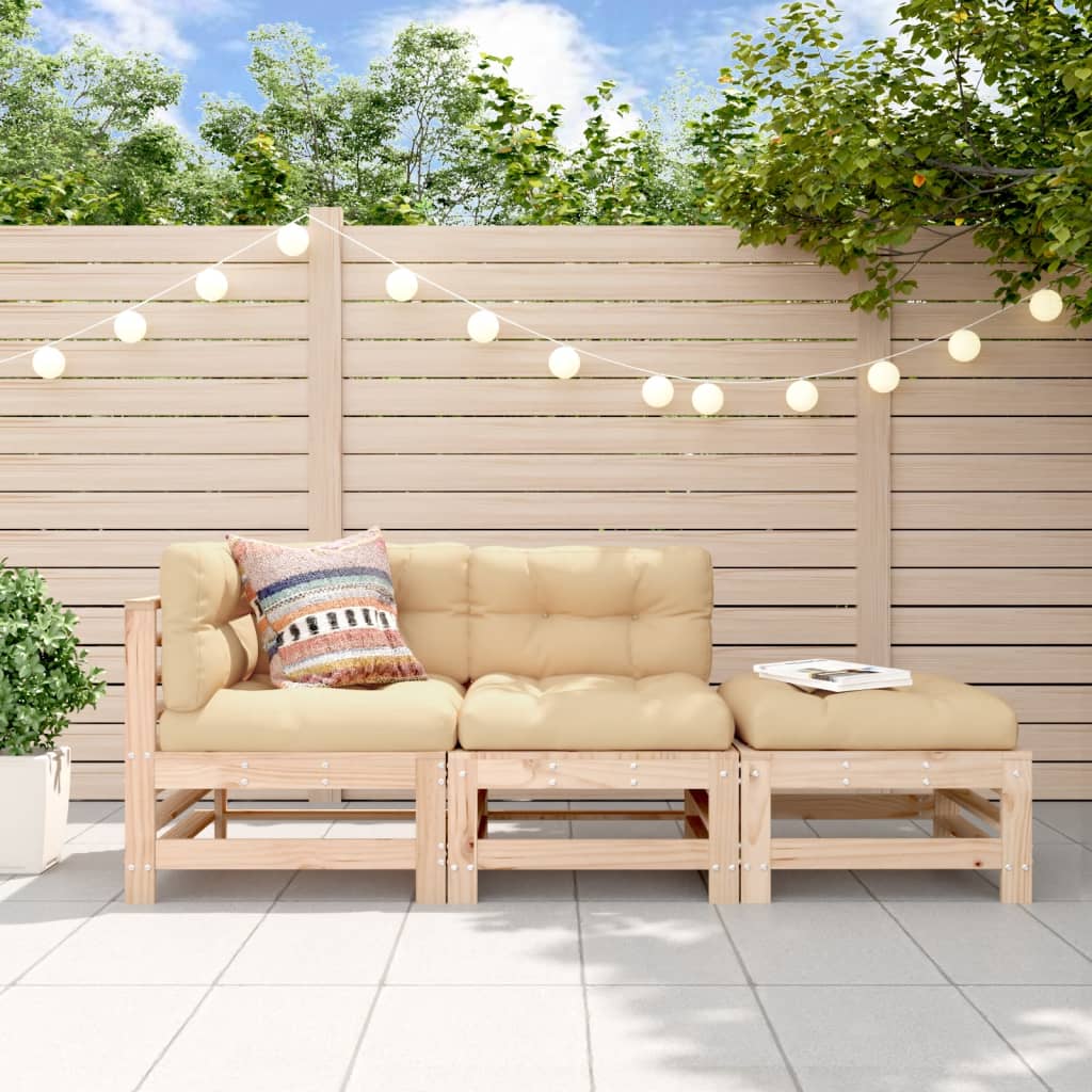 vidaXL Salon de jardin 3 pcs en bois de pin massif