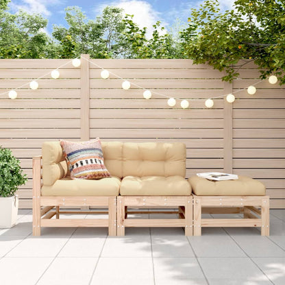 vidaXL Salon de jardin 3 pcs en bois de pin massif
