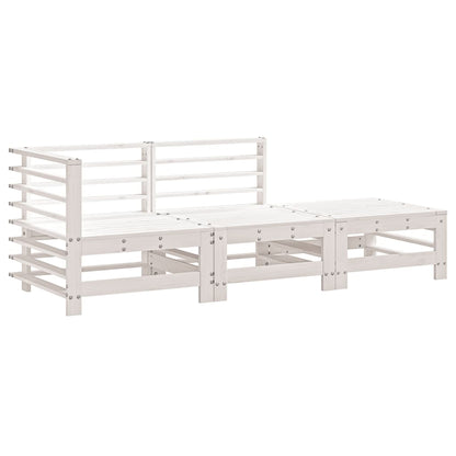 vidaXL Ensemble de jardin 3 pcs Blanc Bois de pin massif