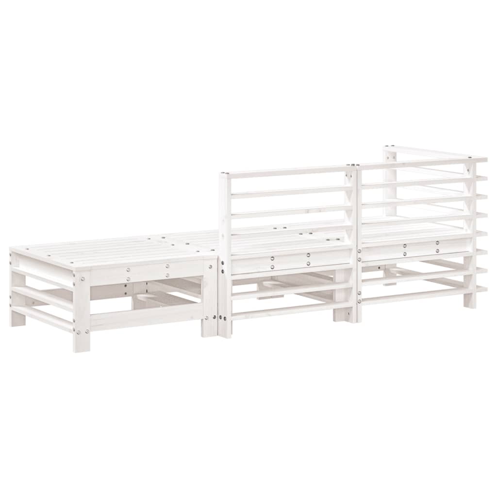 vidaXL Ensemble de jardin 3 pcs Blanc Bois de pin massif
