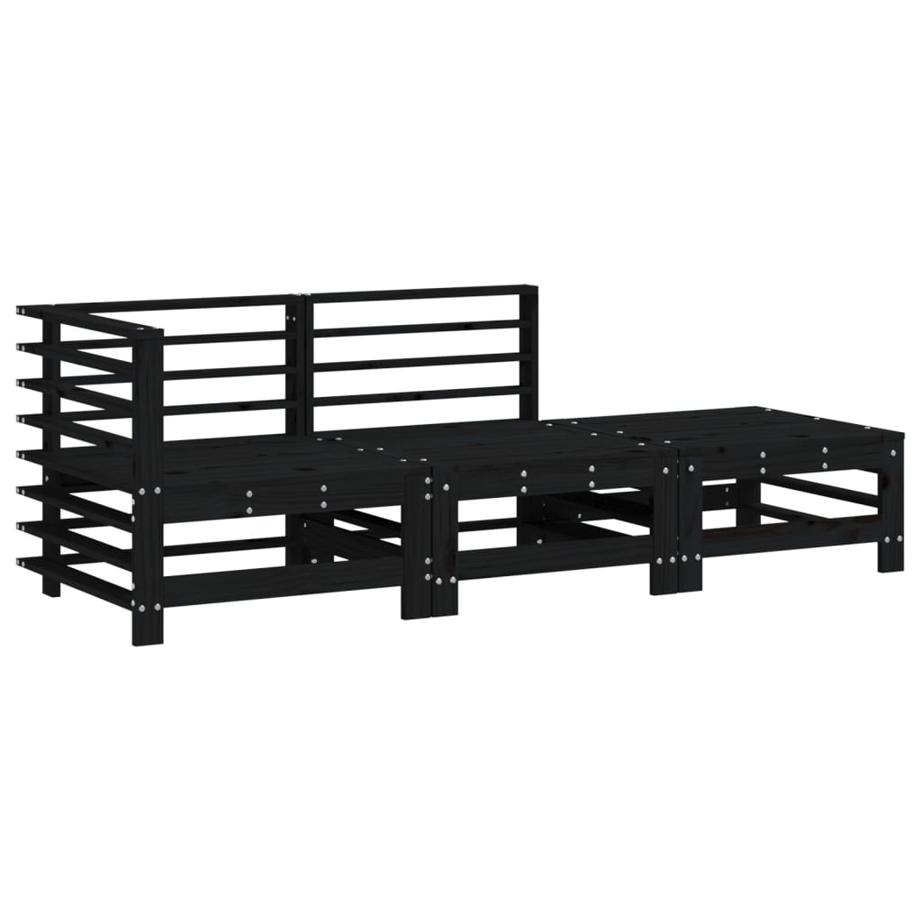 vidaXL Ensemble de mobilier de jardin 3 pcs Noir Bois de pin massif