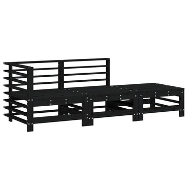 vidaXL Ensemble de mobilier de jardin 3 pcs Noir Bois de pin massif