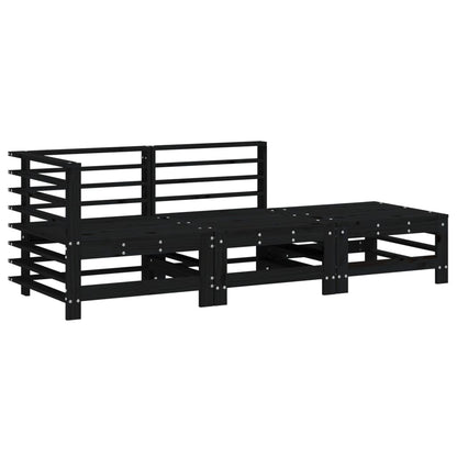 vidaXL Ensemble de mobilier de jardin 3 pcs Noir Bois de pin massif