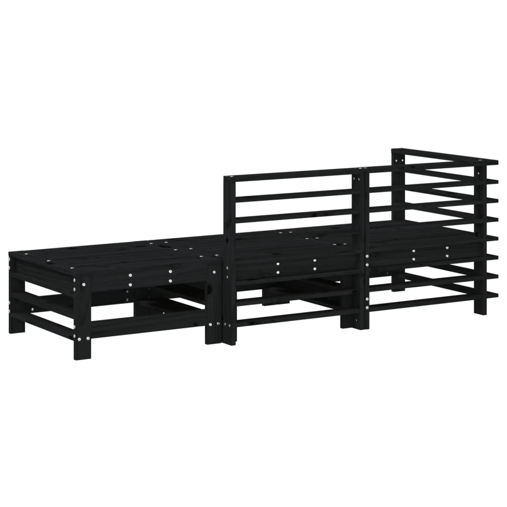 vidaXL Ensemble de mobilier de jardin 3 pcs Noir Bois de pin massif