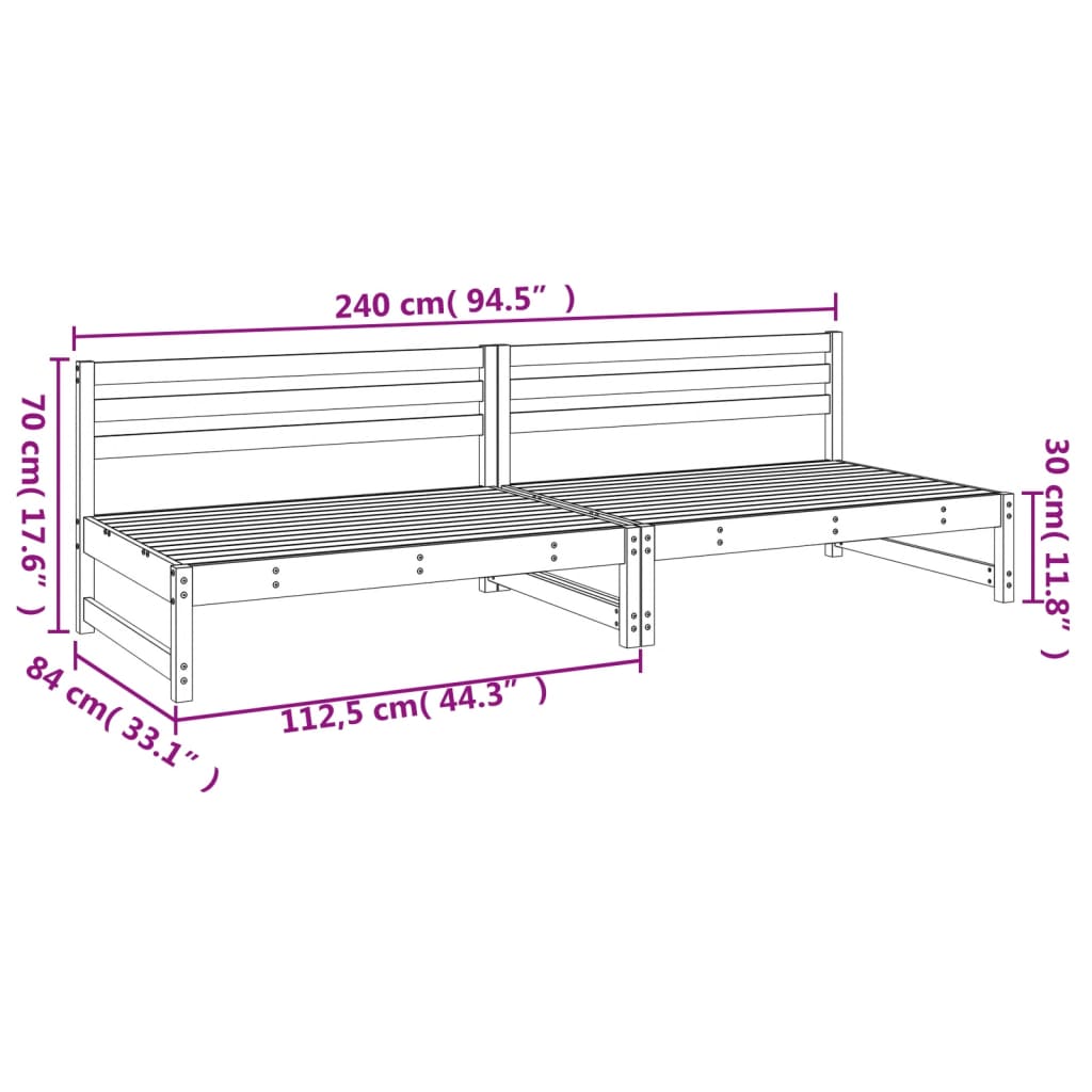 vidaXL Canapés centraux de jardin 2 pcs Blanc 120x80 cm Bois de pin massif