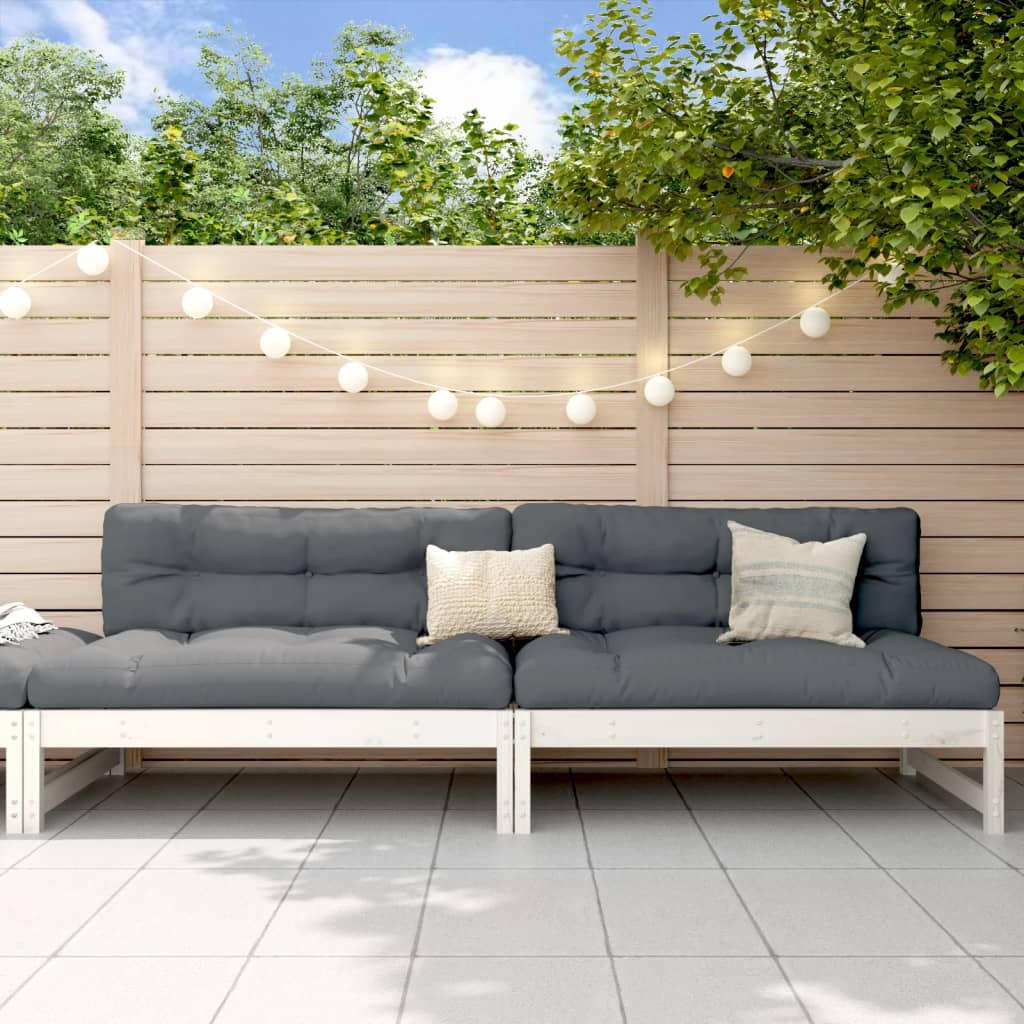 vidaXL Canapés centraux de jardin 2 pcs Blanc 120x80 cm Bois de pin massif
