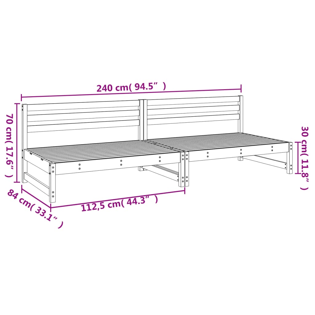 vidaXL Canapés centraux de jardin 2 pcs 120x80 cm Bois de pin imprégné
