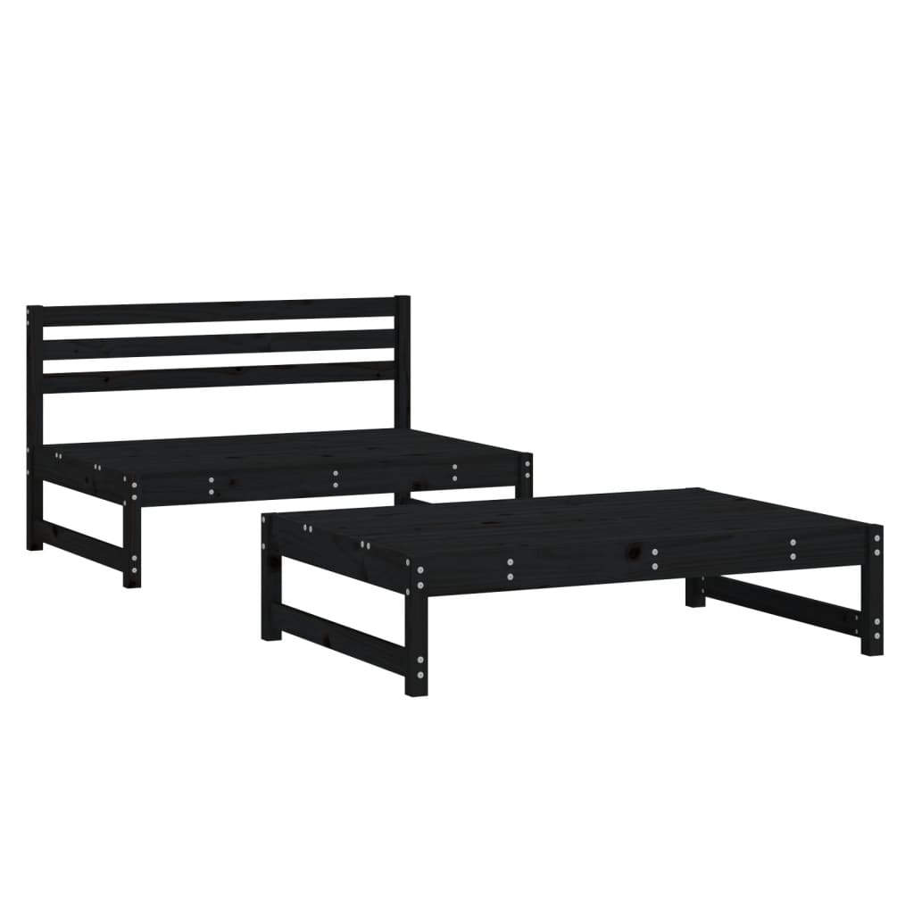 vidaXL Ensemble de jardin 2 pcs Noir Bois de pin massif