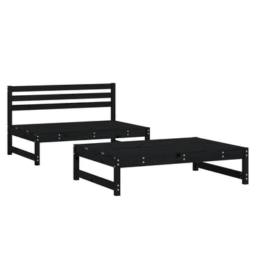 vidaXL Ensemble de jardin 2 pcs Noir Bois de pin massif