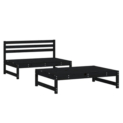 vidaXL Ensemble de jardin 2 pcs Noir Bois de pin massif