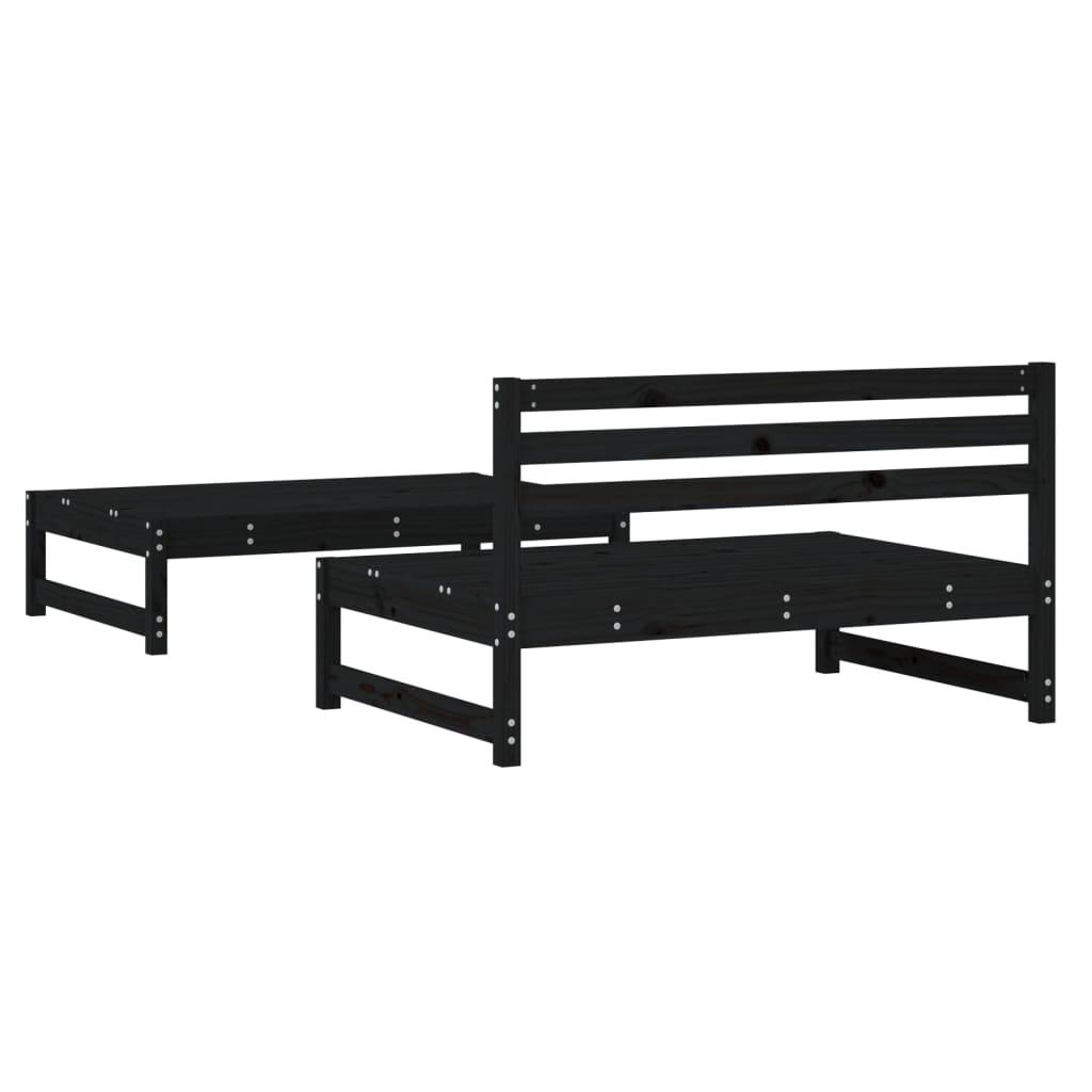 vidaXL Ensemble de jardin 2 pcs Noir Bois de pin massif