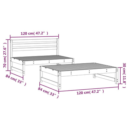 vidaXL Ensemble de jardin 2 pcs Noir Bois de pin massif
