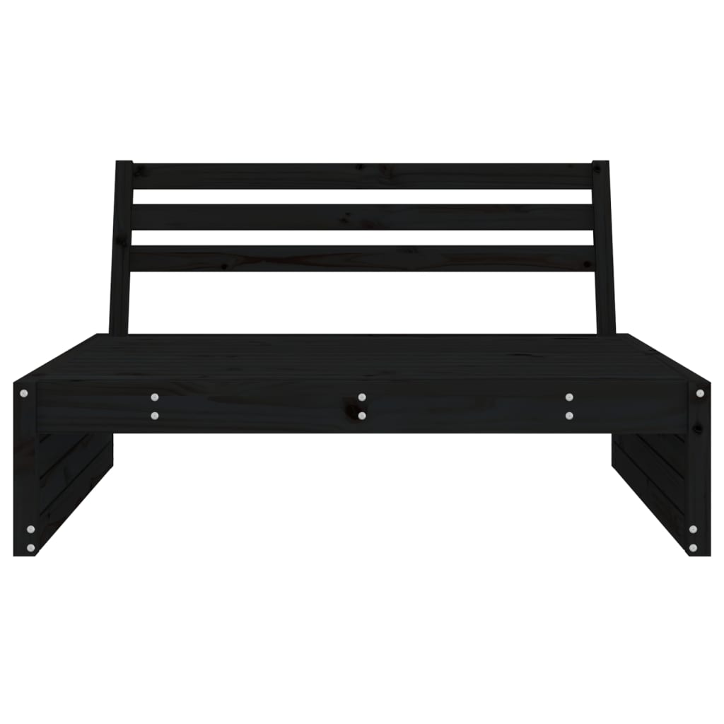 vidaXL Garten-Mittelsofa Schwarz 120x80 cm Massivholz Kiefer