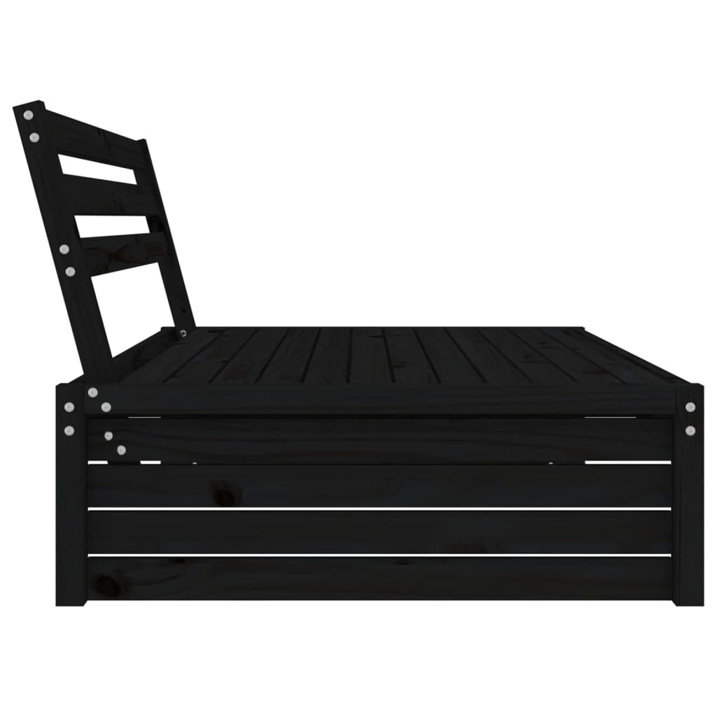 vidaXL Garten-Mittelsofa Schwarz 120x80 cm Massivholz Kiefer
