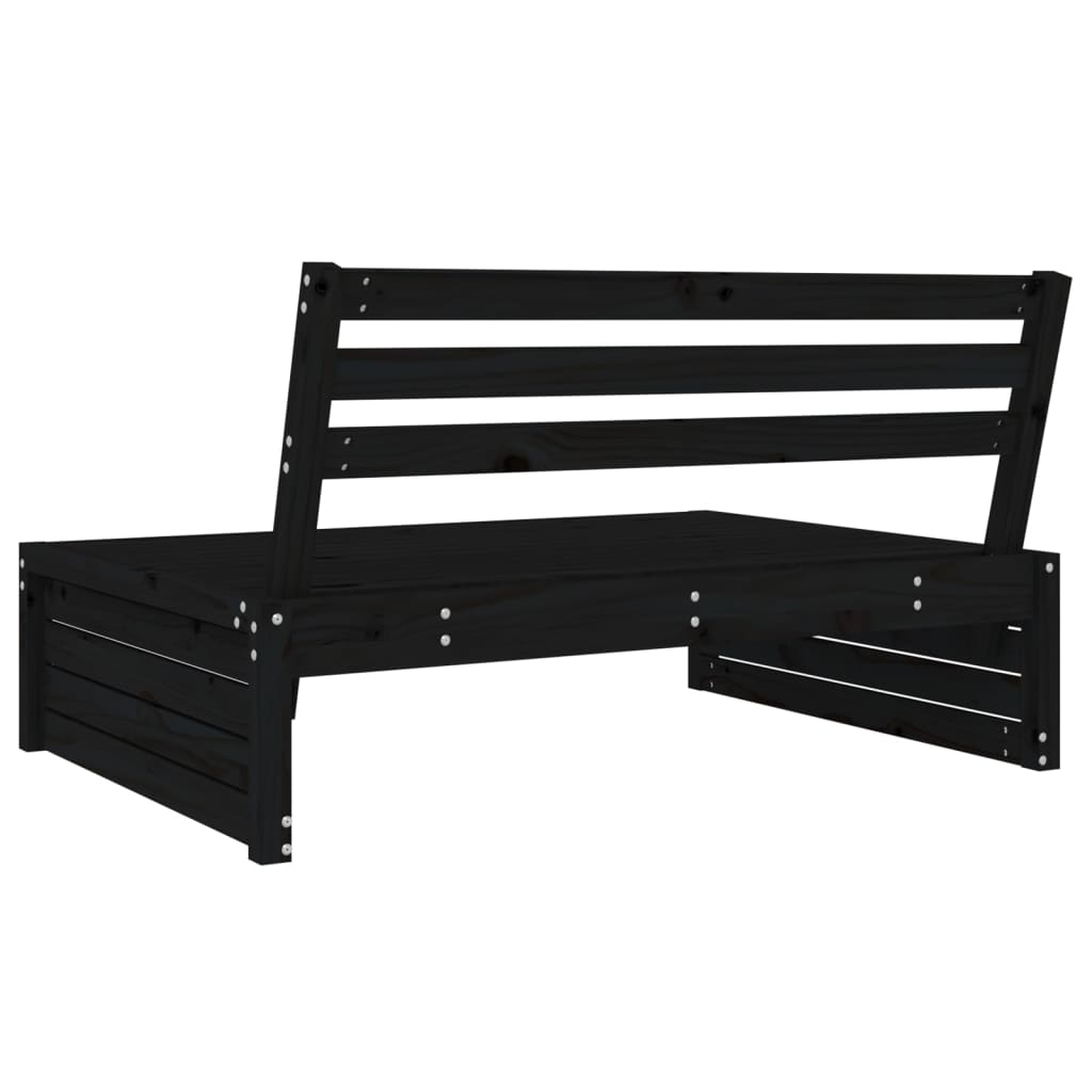 vidaXL Garten-Mittelsofa Schwarz 120x80 cm Massivholz Kiefer