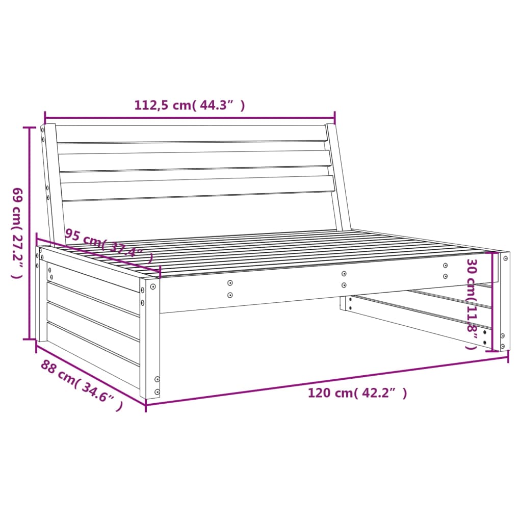 vidaXL Canapé d'angle de jardin 120x80 cm Bois de douglas massif